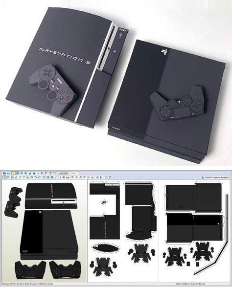 PAPERMAU: Playstation 3 And Playstation 4 Videogame Consoles Miniature Paper Models by Kacanonon Free Paper Models, Sega Master System, Playstation Consoles, Dollhouse Miniatures Diy, Papercraft Templates, Video Gaming, Miniature Diy, Diy Crafts Hacks, Miniature Crafts