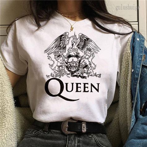 Queen Band T-shirt, Queen Shirt Aesthetic, Queen Shirts Band, Graphic Tees Rock Bands, Queen Tee Shirt Outfit, Queen Tee Shirt, Queen Tshirt Band, Queen Graphic Tee, Queen T Shirt Band