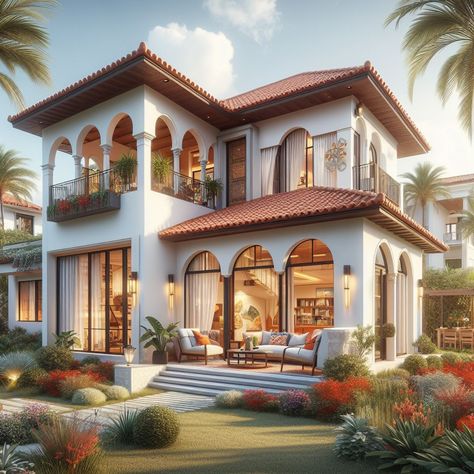 This is one of the modern inspired villa home design that you can create with your future home! Spanish Residential Architecture, Modern Mediterranean Homes Exterior Spanish Style Houses, Spanish Villa Home Exterior, Modern Spanish Style Homes Exterior, Modern Spanish House Exterior, Spanish Home Exteriors, Small Mediterranean Homes, Modern Spanish Villa, Spanish Style Homes Plans