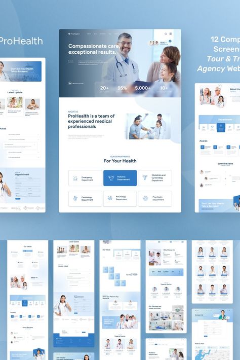 ProHealth - Medical & Healthcare Website Design Figma Template Doctors Website Design, Blog Image Design, Lab Website Design, Health Insurance Website Design, Medical Clinic Website Design, Hospital Web Design, Hospital Website Ui Design, Health Care Website Design, Doctor Website Design