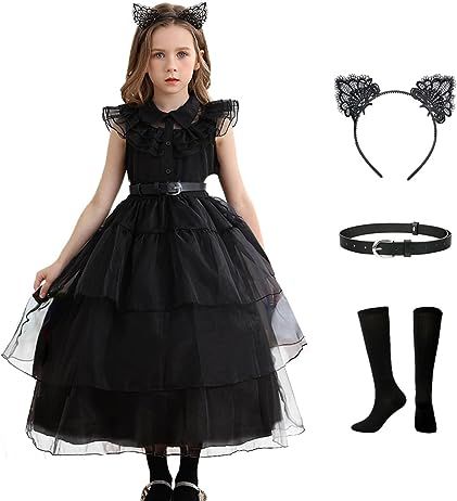 Amazon.com: iTvTi: Addams Costume Addams Halloween Costume, Wednesday Addams Halloween, Wednesday Addams Costume, Family Dress, Costume Toddler, Toddler Halloween Costumes, Addams Family, Wednesday Addams, Fashion Life