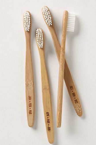 Year's supply of toothbrushes, $12, available at Anthropologie. Wooden Toothbrush, Interior Design Minimalist, Bamboo Toothbrush, Zero Waste Lifestyle, Zero Waste Living, Eco Living, Eco Friendly Living, Blender 3d, Oral Hygiene