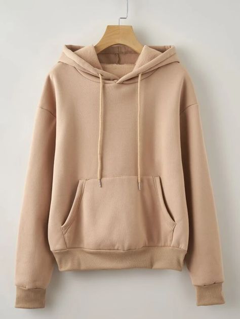 Kangaroo Pocket Drop Shoulder Hoodie in a sporty mood board that combines nude dots leggings and a crop top with a neutral puffer coat and cute yoga accessories in similar shades. Hoddies Outfits, Hoodies Outfit, Drop Shoulder Hoodie, Stylish Hoodies, Hoodie For Women, Color Block Sweatshirt, Loose Pullover, Athleisure Fashion, Hoodie Outfit