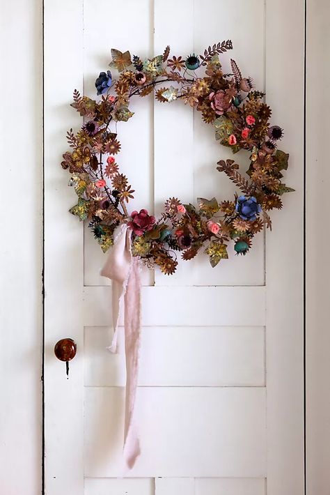 christmas Velvet Wreath, Faux Wreath, Above The Fireplace, Pink Christmas Wreath, The Fireplace, Bhldn Weddings, Craft Night, Pastel Floral, Door Frame