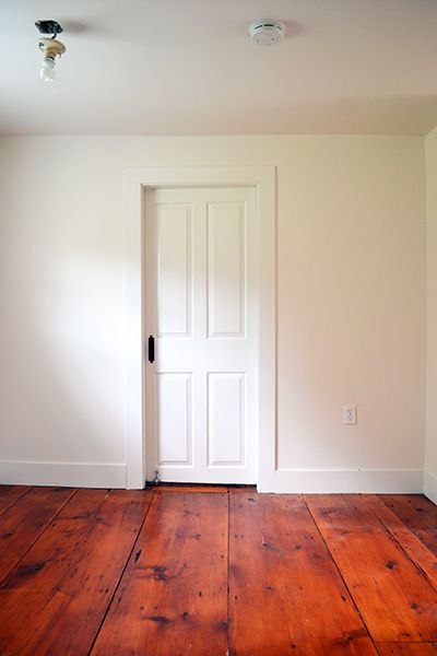 Natural Doors, Door Painting, Cream Walls, Office Job, Pine Floors, Empty Room, Painting Trim, Flooring Ideas, White Doves