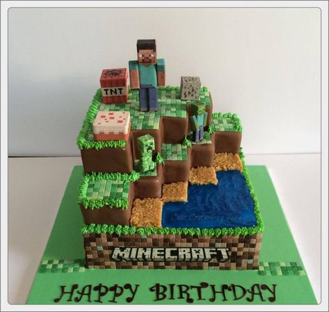 Minecraft Pasta, Pastel Minecraft, Baking Wallpaper, Minecraft Cakes, Minecraft Party Decorations, Twin Birthday Cakes, Zombie Cake, Minecraft Birthday Cake, Lego Birthday Cake