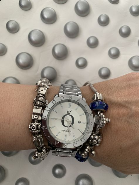 Pandora watch and bling Pandora Bracelet With Watch, Pandora Watch, Pandora Bracelet Charms Ideas, Bracelet Charms, Pandora Bracelet Charms, Watch Faces, Pandora Bracelet, Rolex Watches, Pandora Charm Bracelet