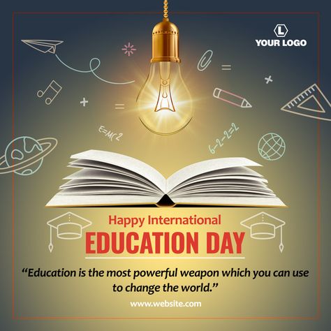 Happy Birthday Facebook Post, International Education Day, World Education Day, International Day Of Education, International Students Day, National Pi Day, Happy Yoga Day, International Family Day, Education Day