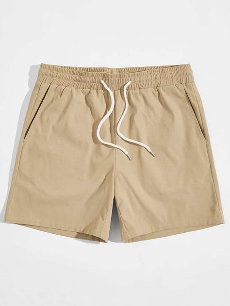 Free Returns ✓ Free Shipping On Orders $49+ ✓. Men Slant Pocket Drawstring Waist Solid Shorts- Men Shorts at SHEIN. Khaki Shorts Outfit, Khaki Shorts Men, Mens Shorts Outfits, Desain Editorial, Boy Fits, Drawstring Waist Shorts, Mens Fashion Casual Outfits, Comfy Shorts, Pocket Shirt