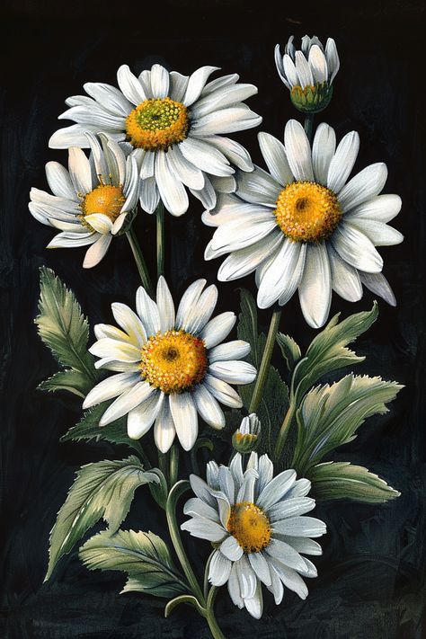 17 Daisy Images - Lovely! - The Graphics Fairy Daisy Images, Daisy Flower Art, Daisy Flower Drawing, Drawings Of Nature, Pencil Drawings Of Nature, Daisy Image, Collage Quilting, Flowers Black Background, Nouveau Illustration