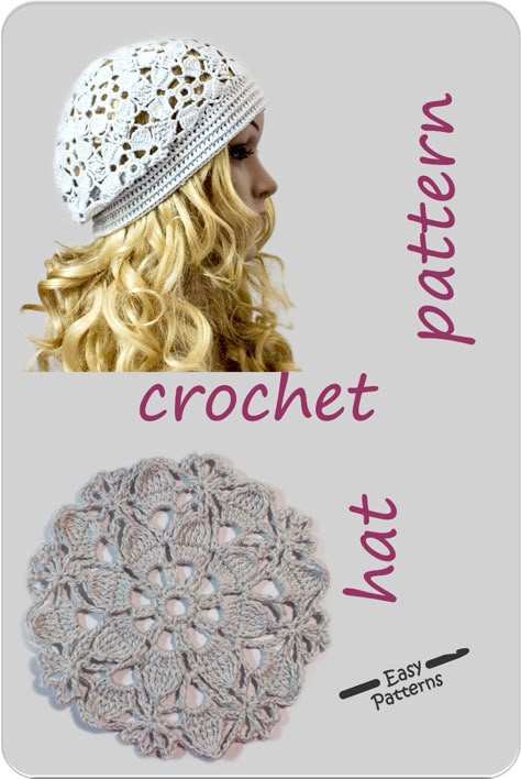 Vintage Crochet Hat Pattern, Crochet Caps Free Pattern, Crochet Hats Worked Flat, Crochet Hat Bands, Crochet Chemo Hats, Womens Crochet Hats, Summer Beach Crochet Lace Hats, Crochet Summer Headband Pattern, Spring/summer Crochet Hat