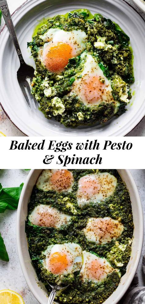 Paleo Egg Bake, Pesto Breakfast Ideas, Pesto Eggs Breakfast, Paleo Egg Recipes, Thyroid Diet Recipes, Spinach And Eggs, Keto Eggs, Pesto Dishes, Paleo Pesto