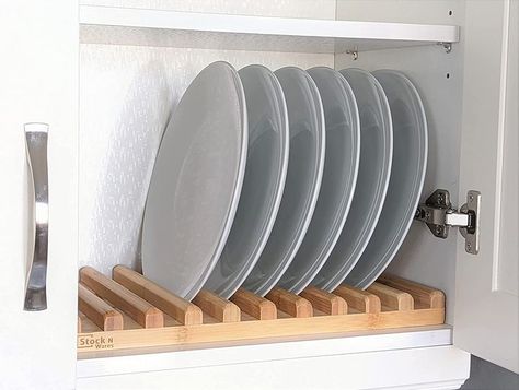 Drying Rack Cabinet, Plate Organizer, Dish Organization, Bamboo Dishes, Dish Drying Rack, Dish Rack, Plate Racks, Kitchen Cabinet Organization, Dish Rack Drying