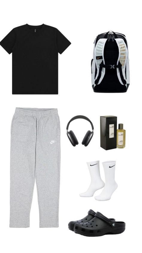 Lazy Outfits Men, Casual Athletic Outfits, Calm Fits, Fits Ideas, School Fit, Basketball Clothes, Gym Fits, Outfit Collage, Street Fashion Men Streetwear