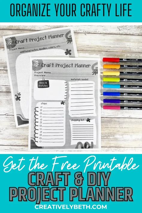 Free Printable Craft Project Planner Pages Creatively Beth #creativelybeth #free #printable #craft #diy #planner #pages #organize #organization #color #blackandwhite #download Powersheets Printable Free, Craft Planner Printable Free, Craft Tracker, Diy Planner Pages, Craft Project Planner, Craft Inventory, Planner For Moms, Free Craft Supplies, Project Planner Template