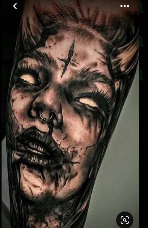 Marionette Tattoo, Dark Tattoos For Men, Darkside Tattoo, Satanic Tattoos, Evil Tattoo, Girl Face Tattoo, Realistic Tattoo Sleeve, Evil Tattoos, Demon Tattoo