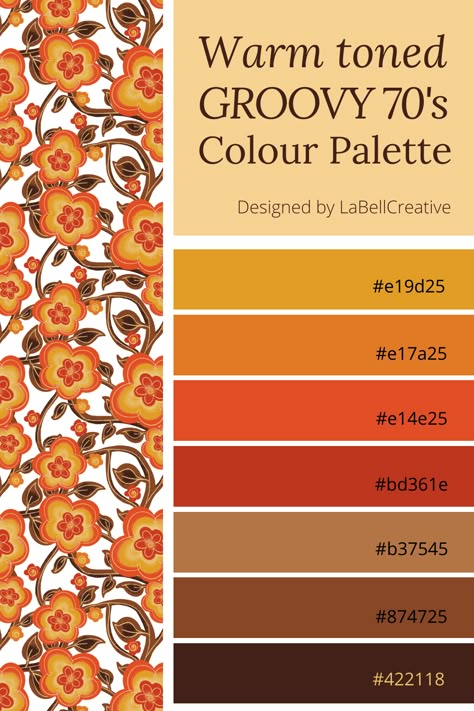 warm toned colour palette, warm colours hex codes, groovy colour palette, groovy colours hex codes, 70's colours hex codes, 70's colour palette, flower power colours, funky colour palette ,hippie colour palette, hippie 70's colours, Autumn colour palette, Autumn colours hex codes, retro colours hex codes, retro colour palette 70s Color Palette Hex Code, Groovy Palette, 70s Hex Codes, 70s Autumn Aesthetic, Warm Tone Colour Palette, 70s Colours Palette, Autumn Interior Color Palette, 70s Aesthetic Color Palette, 70s Style Bedroom Retro