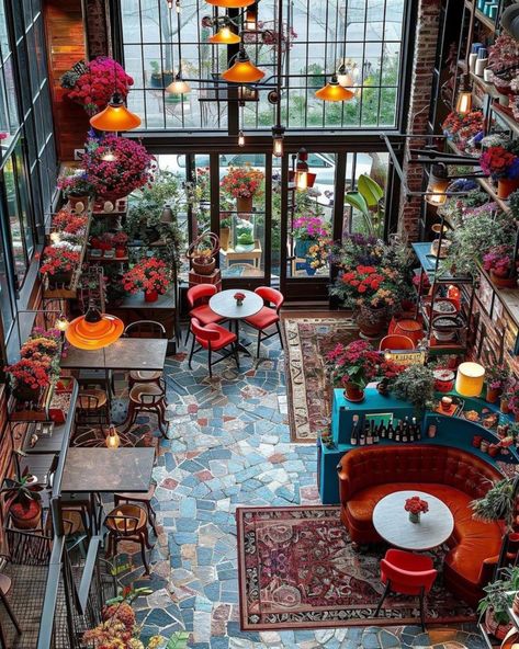 Electric Colors, Bookstore Cafe, Coffee Shop Interior Design, Cozy Restaurant, Cozy Coffee Shop, Cafe Shop Design, Coffee Shops Interior, Cafe House, Colors And Patterns