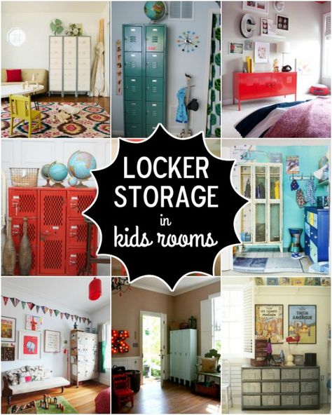 Locker Storage Ideas for Kids Rooms - Design Dazzle Locker Storage Ideas, Storage Ideas For Kids, Locker Bedroom, Kids Locker, Diy Locker, Diy Bedroom Storage, Rooms Design, Storage Kids Room, Funky Home Decor