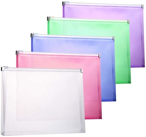 Amazon.com : Plastic Envelopes, TIENO 5PCS Legal Size Poly Zip Envelope with Zipper, Expanding Plastic Zip Envelopes for Home Office School : Office Products Journal Packaging, Colorful Storage, Document Folder, File Holder, Jam Paper, Plastic Envelopes, Mailing Envelopes, Documents Organization, Wallet Pouch