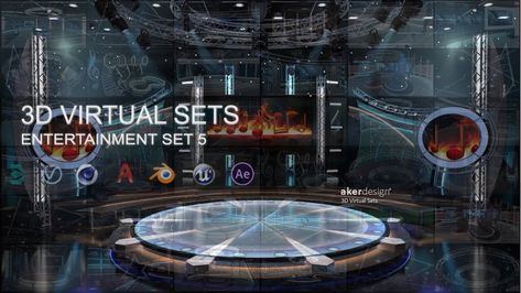 3D Virtual TV Studio Entertainment Set 5, on ArtStation at https://www.artstation.com/artwork/d8VvQx Sims 4 Blender Scene Studio, Virtual Set Tv Studio Show, 3d Dj Setup Png Light, Cinema 4d Render, Architecture Set, Virtual Studio, Tv Set Design, Green Screen Backgrounds, Information Architecture