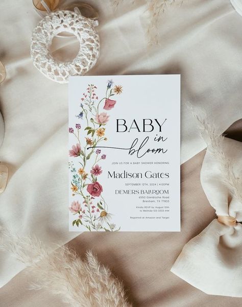 Flower Baby Shower Invitations, Baby In Bloom Invitation Template, Baby In Bloom Invite, Baby In Bloom Shower Food, Baby In Bloom Baby Shower Invitation, Baby In Bloom Shower Invitation, Baby I’m Bloom Baby Shower Theme, Baby In Bloom Shower Ideas Decorations, Baby In Bloom Shower Decorations