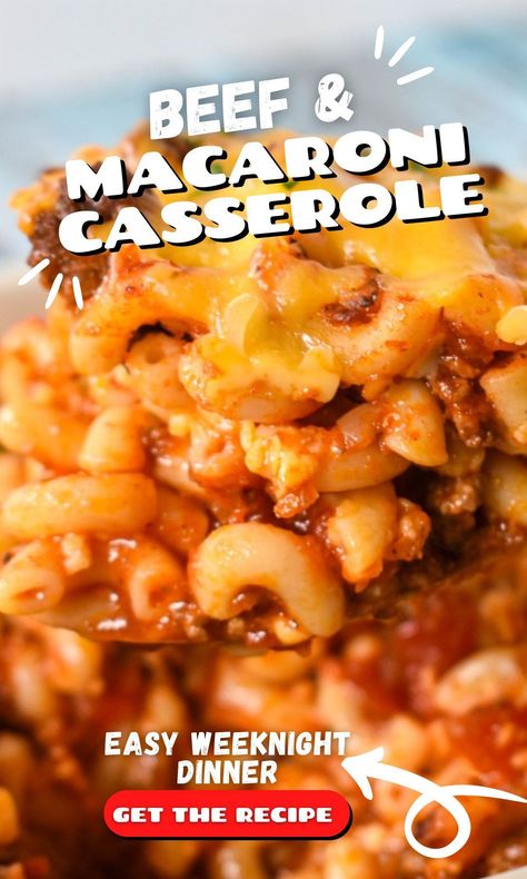 Try our hearty beef and macaroni casserole recipe! A comforting dinner option the whole family will love. Macaroni Bake Beef, Beefy Macaroni Tomato Soup, Beef A Roni Casserole, Mac And Cheese With Minced Meat, Beef And Macaroni Casserole, Macaroni And Hamburger Casserole, Macaroni Tomato Recipes, Beef Mac And Cheese Casserole, Macaroni Beef Casserole