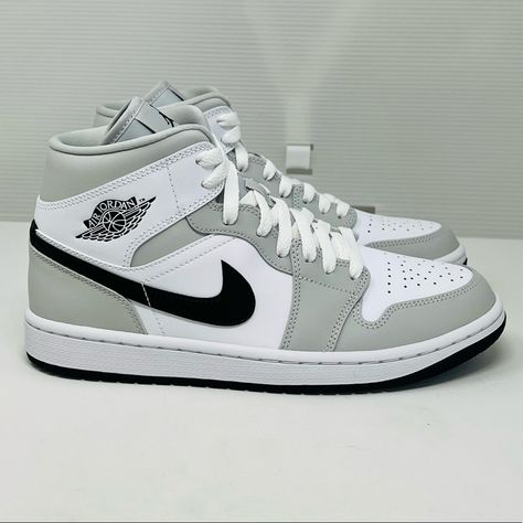 Nike Air Jordan Women’s Air Jordan 1 Mid Grey Fog/Black- White Basketball And Fashion Sneakers. This Is What Everyone Wears To Clubs Or On The Basketball Court!!! Most Trendiest Item To Own!! Women’s: Us 8.5; Uk 6; Br 38; 25.5cm; Eur 40 Women’s Us 8.5; Is Converted Into Youth And Men’s Sizing Men’s Us 7 Youth Unisex Us 7 These Sneakers Are Very Very Hard To Find And Sold On Stock X And Goat For Much Much More. Brand New With Box!!! Silver Air Jordan 1, Nike Shoes High Tops Jordans, Shoes Nike High Tops, Jordans That Go With Everything, Cute Shoes For Middle School, Trendy Back To School Shoes, Nike Shoes Cute, Air Jordan Women Outfit