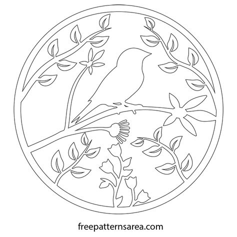 Paper Cut Art Templates, Tree Printable, Bird Template, Paper Carving, Scroll Saw Patterns Free, Paper Cutout Art, Stencils Printables, Spring Decoration, Scroll Pattern