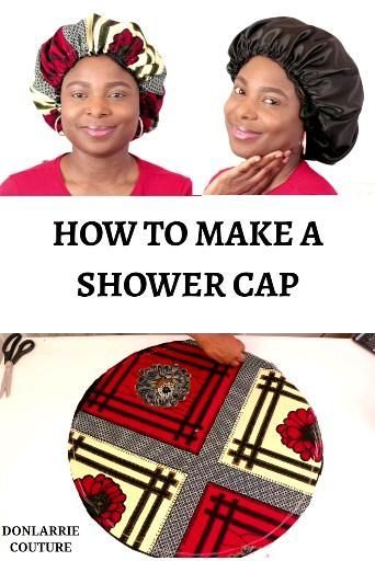 How To Sew A Bonnet, How To Make A Bonnet, Hair Bonnet Pattern, Shower Cap Pattern, Diy Shower Cap, Diy Bonnet, Sewing Headbands, African Hair Wrap, Sewing Hats