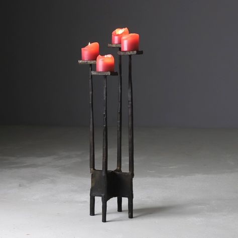 Listed on VNTG.com: Large brutalist candle holder in forged bronze by Lothar Klute, Germany 1987 | #vntg #vintage Brutalist Candle Holder, Weld Art, Bronze Coffee Table, Floor Candle, Ceramic Candle Holders, Brass Candle Holders, Glass Molds, Metal Candle Holders, Brass Candle