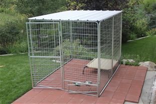 enter image description here 10x10 Dog Kennel Roof Diy, Dog Pen Cover Diy, Dog Kennel Roof, K9 Kennels, Kennel Cover, Outside Dogs, Diy Dog Kennel, Steel Cladding, Roofing Options