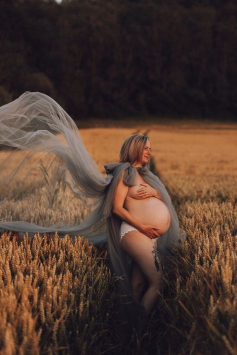 Outdoor Maternity Photoshoot in a beautiful Wiltshire wheat field with wildflowers. A maternity skirt used as a cape. Raw and dreamy bump photo. Nude Maternity Shoot, Outdoor Maternity Photoshoot, Bump Photos, Wheat Field, Maternity Skirt, A Goddess, Maternity Photoshoot, Maternity Shoot, Pregnancy Shoot