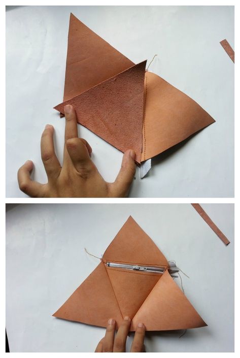 Diy Pyramid, Leather Bag Tutorial, Sac Diy, Pouch Diy, Pouch Sewing, Leather Bag Pattern, Diy Leather Bag, Quilted Christmas Ornaments, Leather Diy Crafts