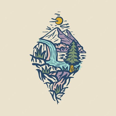 Nature T Shirt Design, Mountain Tshirt Design, Wanderlust Illustration, Nature Graphics, Travel Tattoo Ideas, Typography Shirt Design, Travel Tattoos, T-shirt Design Illustration, T Shirt Logo Design