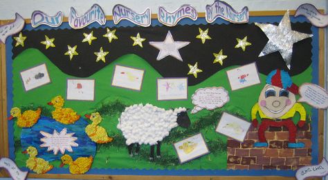 Nursery Rhymes classroom display photo - Photo gallery - SparkleBox Nursery Boards Classroom Displays, Nursery Rhyme Classroom Decorations, Nursery Rhymes Display Boards, Nursery Rhyme Display Boards, Nursery Rhyme Decorations, Nursery Displays, Nursery Display Boards, Nursery Class Decoration, Nursery Rhyme Week