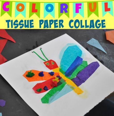 Bring out your kid's (and your!) inner artist with this Eric Carle-inspired tissue paper collage craft. Tissue Paper Collage, Eric Carle Art, Eric Carle Activities, Liquid Starch, Tissue Paper Art, Paper Art Projects, Art Projects For Kids, Cool Art Projects, Elementary Art Projects