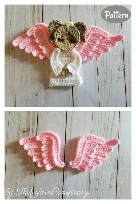 Crochet Angel Wings Applique Free Pattern, Crochet Memorial Angel, Crochet Bird Wings Free Pattern, Angel Wings Crochet Pattern Free, Crochet Angel Pattern Free English, Crochet Angel Wings Free Pattern, Crochet Wings Free Pattern, Applique Crochet Patterns Free, Crochet Angels Free Pattern