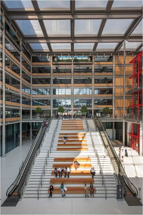 School Stairs, Staircases Ideas, Stairs Office, Ideas For Stairs, Hopkins Architects, Atrium Design, Stairs Ideas, Library Architecture, Stairs Architecture