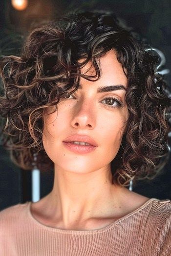 Hairstyle 2024 Women Trends, Curly Hair Bob Haircut, Bangs Ideas, Layered Hair With Bangs, Gorgeous Hairstyles, Chin Length, Tutorial Ideas, Short Curly Haircuts, Hair Advice