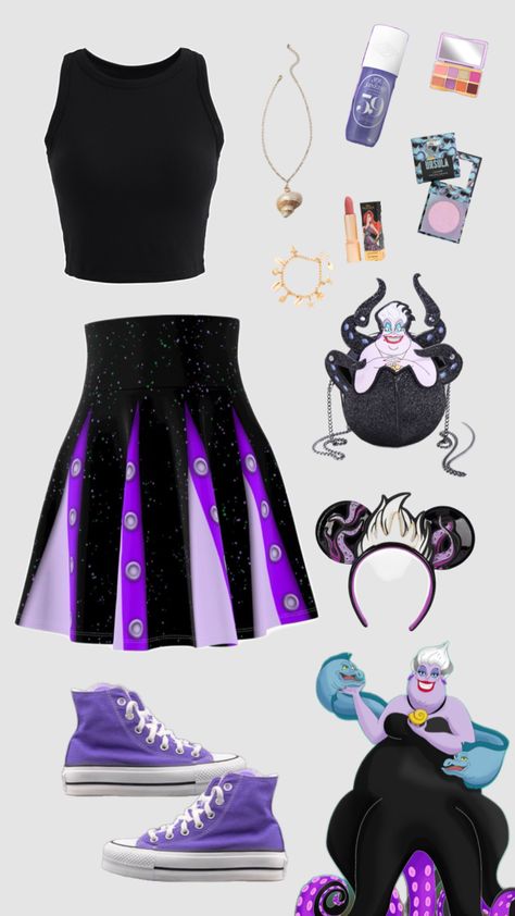 Disney bounding: Ursula #disneybounding #disney #ursula #ootd #disneybound #outfitinspo Ursula Disneybound, Disney Ursula, Animal Dress Up, Diy Mickey Ears, Disney World Outfits, Holloween Costume, Disney Outfit, Disney Bounding, Disney Bound Outfits