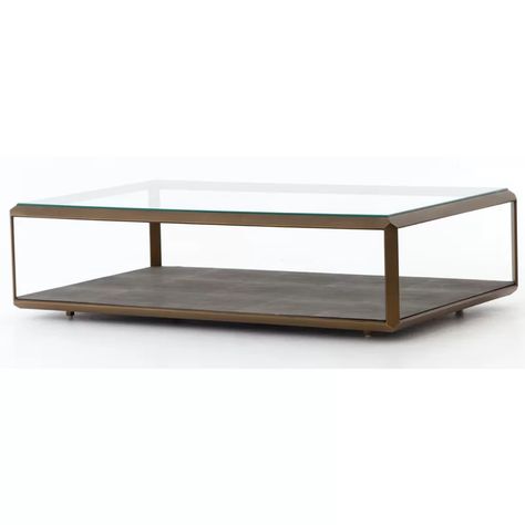 Corrigan Studio® Cow Island Coffee Table | Wayfair Glam Modern Farmhouse, Shagreen Coffee Table, Shadow Box Coffee Table, Southern Traditional, Glam Modern, Room Coffee Table, Glass Top Coffee Table, Formal Living Room, Coffee Table Wayfair