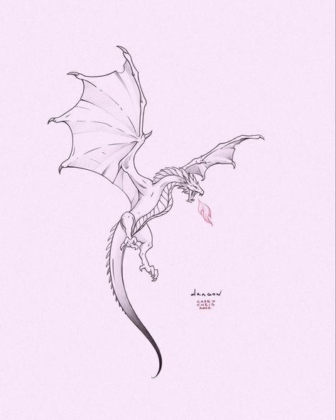 Dragon Tattoo Unique, Dragons Tattoo For Women, Wyvern Tattoo For Women, Simple Fantasy Tattoo, Tiny Dragon Drawing, Dragon Tattoo Female, Dragon Line Art Tattoo, Dragon Tattoo Sketch Simple, Fine Line Tattoo Dragon