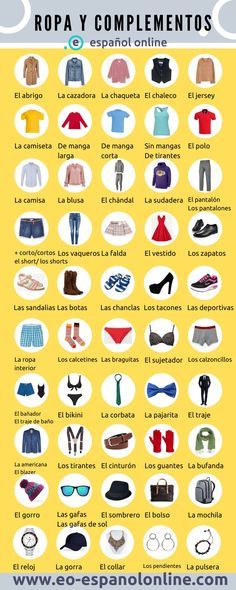 Oppgaver For Barn, Spanish Help, Learn Spanish Free, Useful Spanish Phrases, Spanish Learning Activities, Spanish Words For Beginners, Spanish Outfits, Basic Spanish Words, Spanish Clothing