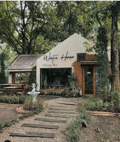 Cafe Exterior, Storefront Design, Cafe Shop Design, Coffee Shops Interior, Cafe House, Outdoor Cafe, Garden Cafe, Coffee Shop Design, Outdoor Restaurant