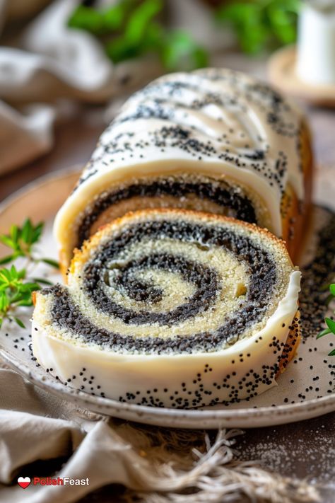 This traditional Polish Poppy Seed Roll, also known as Makowiec, is a delicious dessert. Learn how to make this Polish cake with our easy recipe. Polish Food Traditional, Polish Breakfast, Poppy Seed Roll, Polish Cookies, German Dishes, Slovak Recipes, Polish Desserts, Polish Heritage, Holiday Bread