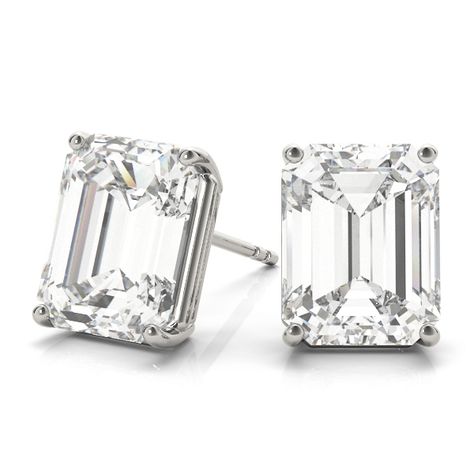 Emerald Cut Diamond Earrings, Emerald Diamond Earrings, Emerald Cut Moissanite, Simple Stud Earrings, Emerald Cut Diamond, Moissanite Earrings, Diamond Stud Earrings, Diamond Stud, Emerald Cut Diamonds