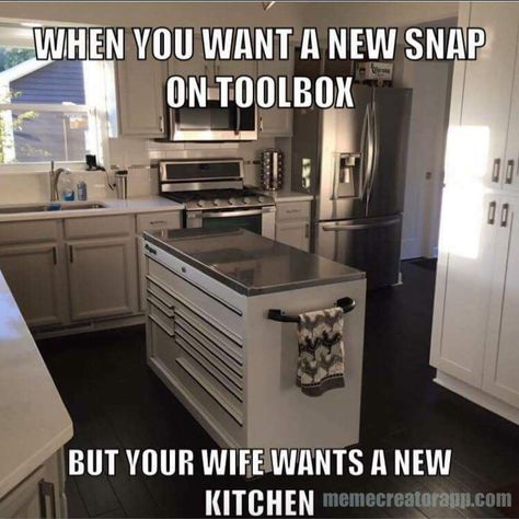 Tool Box Kitchen, Mechanic Life, Car Jokes, Mechanic Humor, Box Kitchen, Car Memes, Home Tools, Car Guys, Car Humor