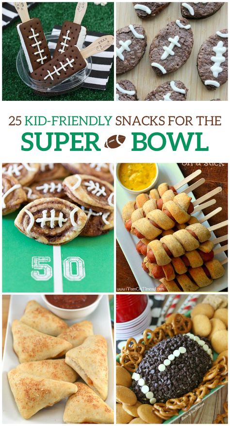 Tons of delicious Super Bowl snacks your kids will love! Bengals Football Food, Super Bowl Kids, Football Party Treats, Football Shaped Foods, Gameday Snacks, Football Tailgate Food, Easy Super Bowl, Team Snacks, Superbowl Sunday