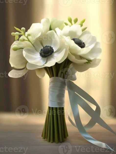 Anemone Bride Bouquet, Anemone Flower Bouquet Ranunculus, White Anemone Bouquet With Greenery, White Anemone Flower Bouquet, Anemone Wedding Cake, Anemone Wedding Centerpiece, Anemone Bridesmaid Bouquet, Anemone Flower Bouquet, White Anemone Bouquet